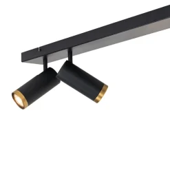 Moderne plafondspot zwart met brons 4-lichts verstelbaar - Renna