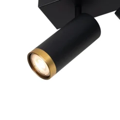 Moderne plafondspot zwart met brons 4-lichts verstelbaar - Renna