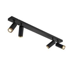 Moderne plafondspot zwart met brons 4-lichts verstelbaar - Renna