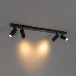 Moderne plafondspot zwart met brons 4-lichts verstelbaar - Renna