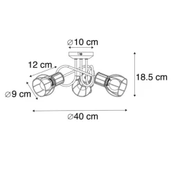 Moderne plafondspot zwart 40 cm rond 3-lichts - Botu