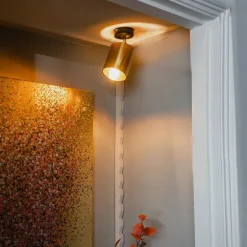 Moderne plafondspot zwart met goud - Lofty