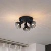 Moderne plafondspot zwart met smoke glas rond 3-lichts - Teddy