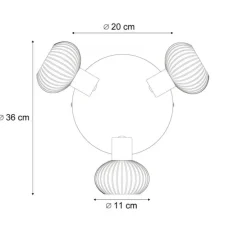 Moderne plafondspot zwart met smoke glas rond 3-lichts - Teddy