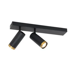 Moderne plafondspot zwart met brons 2-lichts verstelbaar - Renna