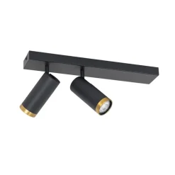 Moderne plafondspot zwart met brons 2-lichts verstelbaar - Renna