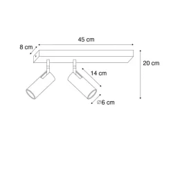 Moderne plafondspot zwart met brons 2-lichts verstelbaar - Renna