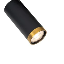 Moderne plafondspot zwart met brons 2-lichts verstelbaar - Renna