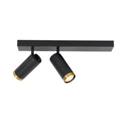 Moderne plafondspot zwart met brons 2-lichts verstelbaar - Renna