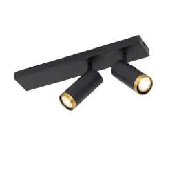 Moderne plafondspot zwart met brons 2-lichts verstelbaar - Renna