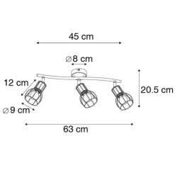 Moderne plafondspot zwart 63 cm 3-lichts verstelbaar - Botu