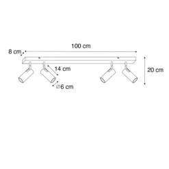Moderne plafondspot zwart 4-lichts verstelbaar - Renna