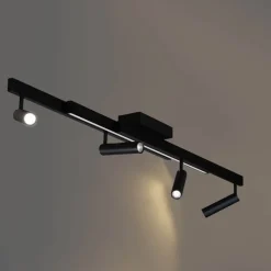 Moderne plafondspot zwart incl. LED dimbaar met afstandsbediening - Zeno