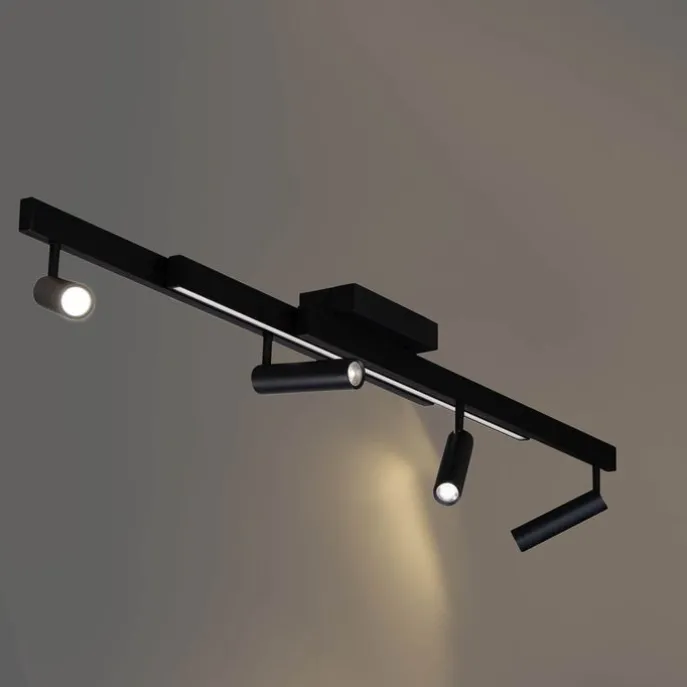 Moderne plafondspot zwart incl. LED dimbaar met afstandsbediening - Zeno