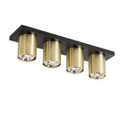 Moderne plafondspot zwart met goud 4-lichts - Tubo