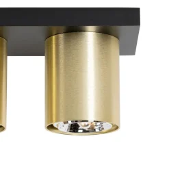 Moderne plafondspot zwart met goud 4-lichts - Tubo