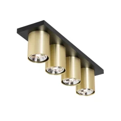 Moderne plafondspot zwart met goud 4-lichts - Tubo