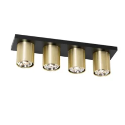 Moderne plafondspot zwart met goud 4-lichts - Tubo