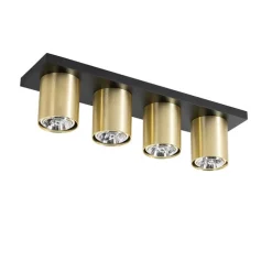 Moderne plafondspot zwart met goud 4-lichts - Tubo