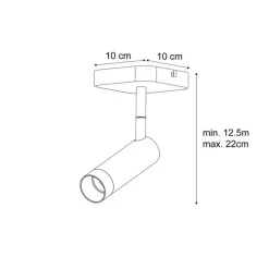 Moderne plafondspot zwart rond GU10 35mm draai- en kantelbaar - Kate