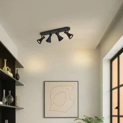 Moderne plafondspot zwart 4-lichts draai- en kantelbaar - Triangle