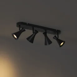 Moderne plafondspot zwart 4-lichts draai- en kantelbaar - Triangle