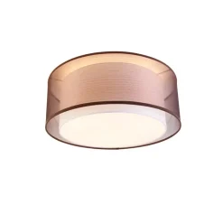 Moderne plafonnière bruin met wit 50 cm 3-lichts - Drum Duo