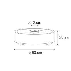 Moderne plafonnière bruin met wit 50 cm 3-lichts - Drum Duo