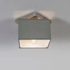 Moderne plafonni�re staal met grijze kap - VT