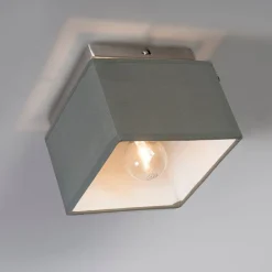 Moderne plafonni�re staal met grijze kap - VT