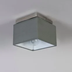 Moderne plafonni�re staal met grijze kap - VT