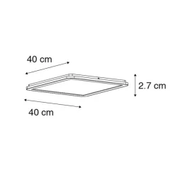 Moderne plafonnière wit 40cm vierkant incl. LED 3-staps dimbaar IP44 - Steve