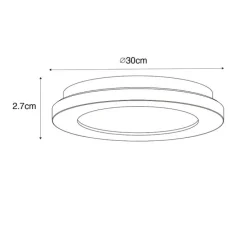 Moderne plafonnière zwart 30 cm incl. LED IP44 - Steve