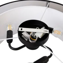 Moderne plafonnière zwart met wit 50 cm 3-lichts - Drum Duo