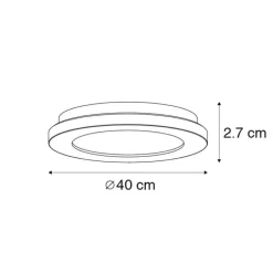 Moderne plafonnière zwart 40cm incl. LED 3-staps dimbaar IP44 - Steve