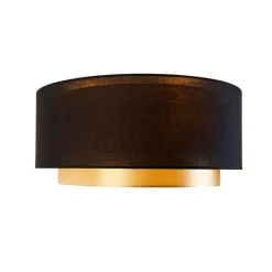 Moderne plafonnière zwart met goud 50 cm 3-lichts - Drum Duo
