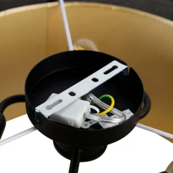 Moderne plafonnière zwart met goud 50 cm 3-lichts - Drum Duo