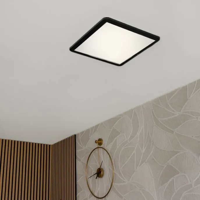 Moderne plafonnière zwart 40cm vierkant incl. LED 3-staps dimbaar IP44 - Steve