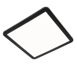 Moderne plafonnière zwart 40cm vierkant incl. LED 3-staps dimbaar IP44 - Steve