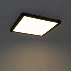 Moderne plafonnière zwart 40cm vierkant incl. LED 3-staps dimbaar IP44 - Steve