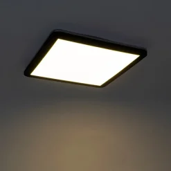 Moderne plafonnière zwart 40cm vierkant incl. LED 3-staps dimbaar IP44 - Steve