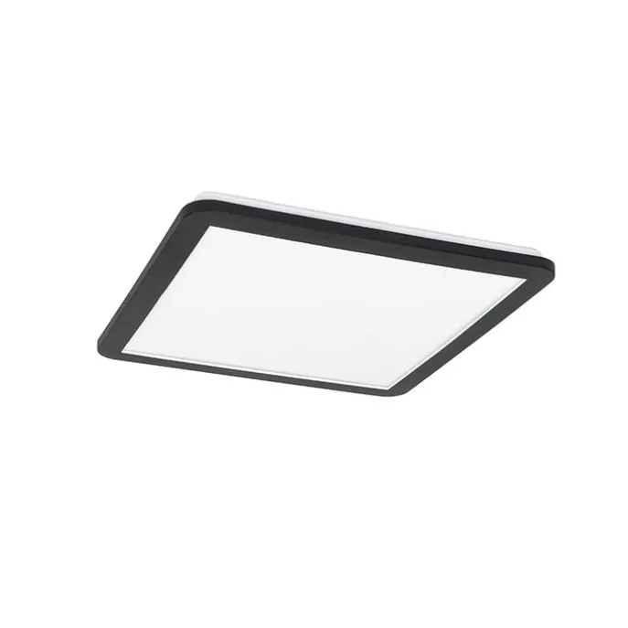 Moderne plafonnière zwart 40cm vierkant incl. LED 3-staps dimbaar IP44 - Steve