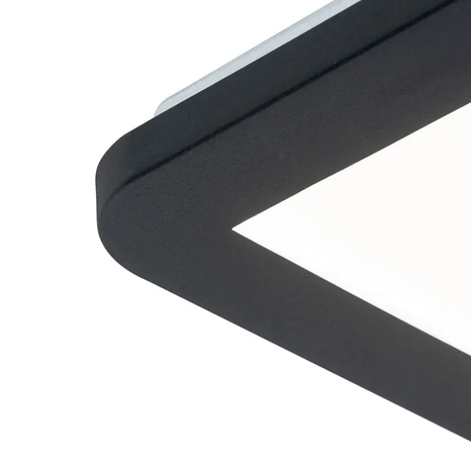 Moderne plafonnière zwart 40cm vierkant incl. LED 3-staps dimbaar IP44 - Steve