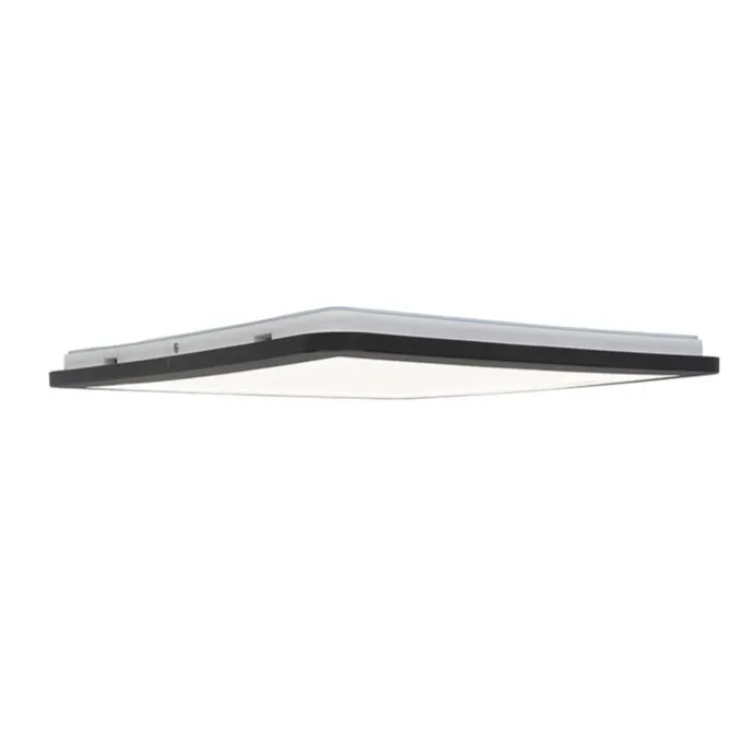 Moderne plafonnière zwart 40cm vierkant incl. LED 3-staps dimbaar IP44 - Steve