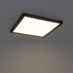 Moderne plafonnière zwart 40cm vierkant incl. LED 3-staps dimbaar IP44 - Steve