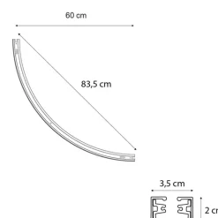 Moderne rail wit 90° gebogen 1-fase - Iconic