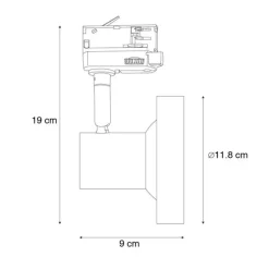 Moderne railspot zwart voor 3-fase rail GU10 111mm - 3-Phase Jeany