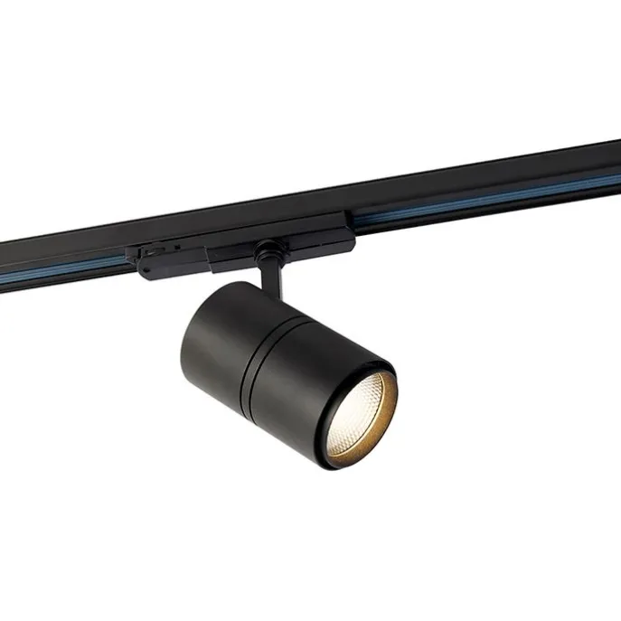 Moderne railspot zwart voor 3-fase rail incl. LED - 3-Phase Ruler