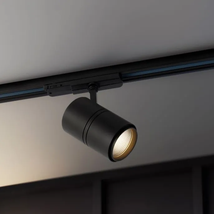 Moderne railspot zwart voor 3-fase rail incl. LED - 3-Phase Ruler