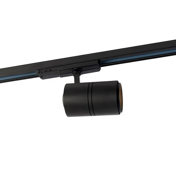 Moderne railspot zwart voor 3-fase rail incl. LED - 3-Phase Ruler